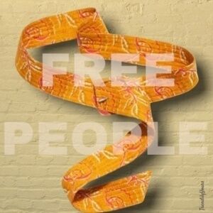 FREE PEOPLE Frisco Long/Wide Printed Fabric Belt NWT/Orange